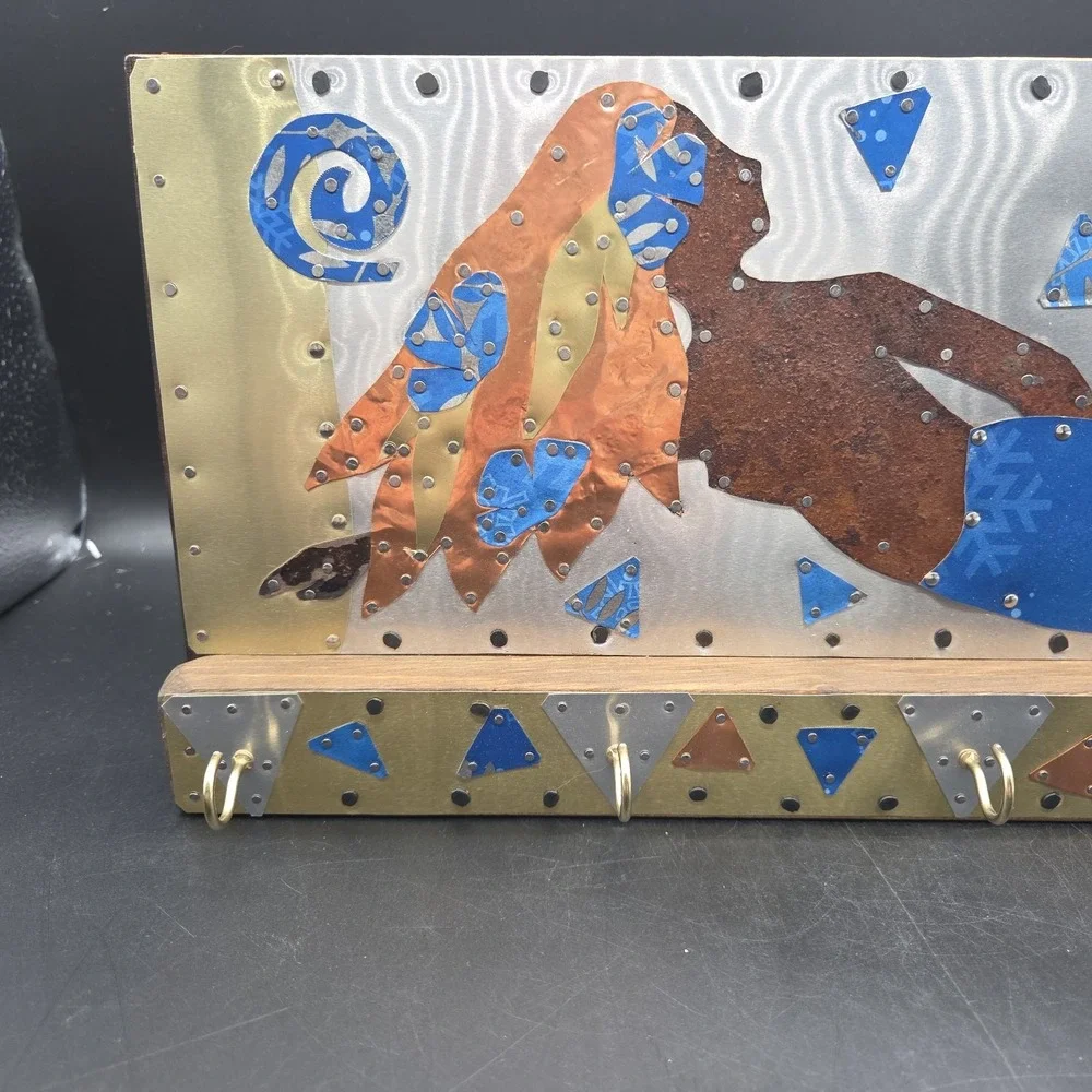 Mermaid Metal Folk Art Multi Hook Rack Made In USA By Hayley Nolte And Scot Ray